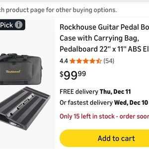Rockhouse Guitar Pedal Board with Carrying Bag